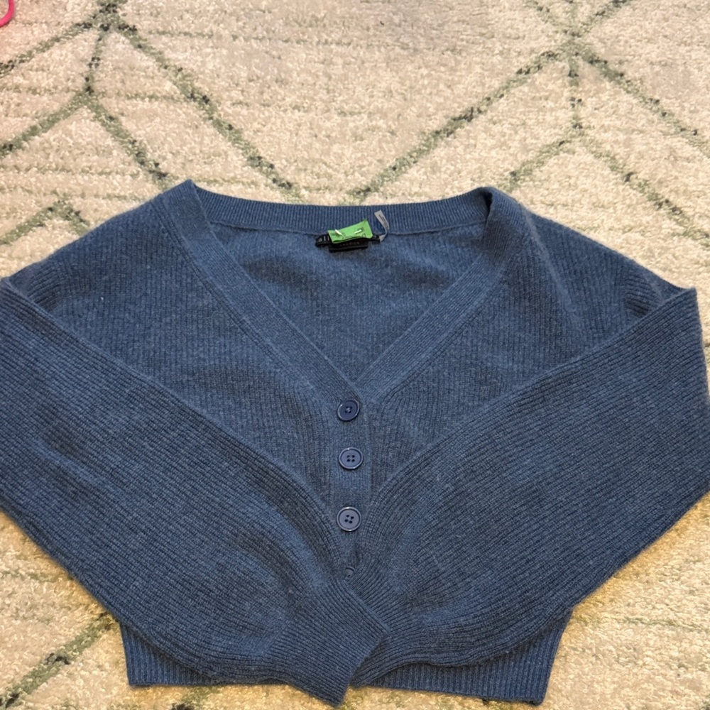 Alice + Olivia Atticus Cashmere cropped cardigan  in blue size XS